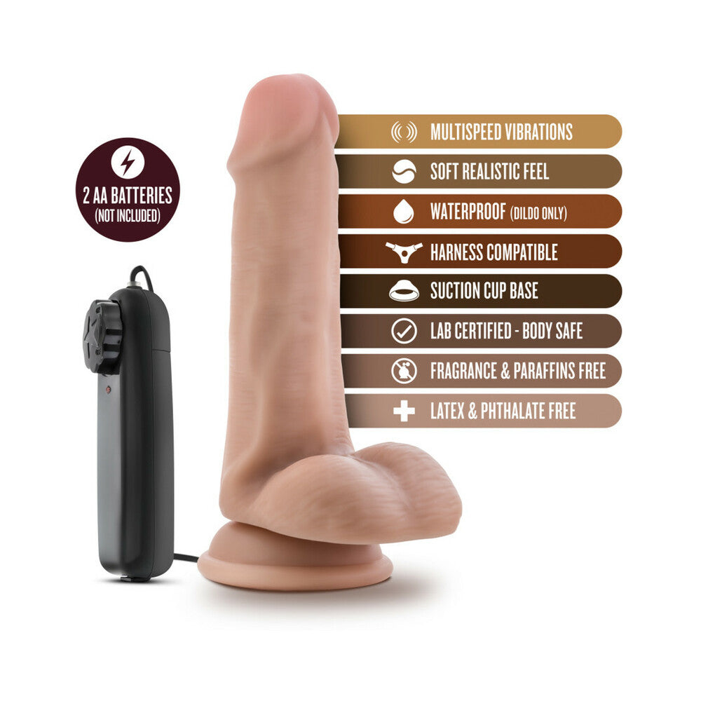 Dr. Skin Dr. Rob Realistic 6 in. Vibrating Dildo with Balls Beige - Fantasies Boutique