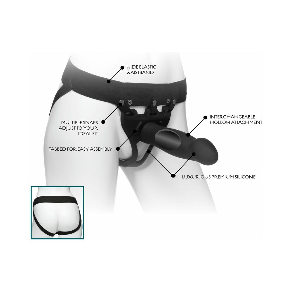 Be Daring Body Extensions Hollow Slim Dong Strap-On 2-Piece Set Black - Fantasies Boutique