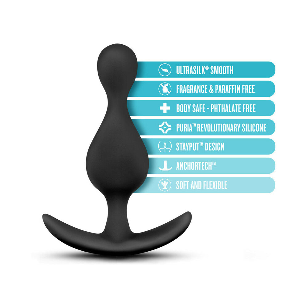 Blush Anal Adventures Platinum Silicone Wave Plug Black - Fantasies Boutique