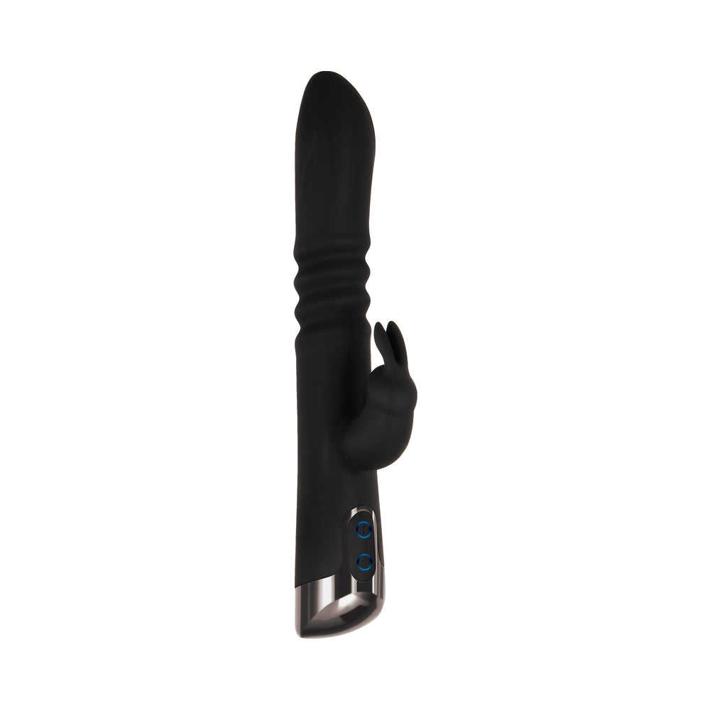 Evolved Rapid Rabbit Rechargeable Thrusting Silicone Vibrator Black - Fantasies Boutique