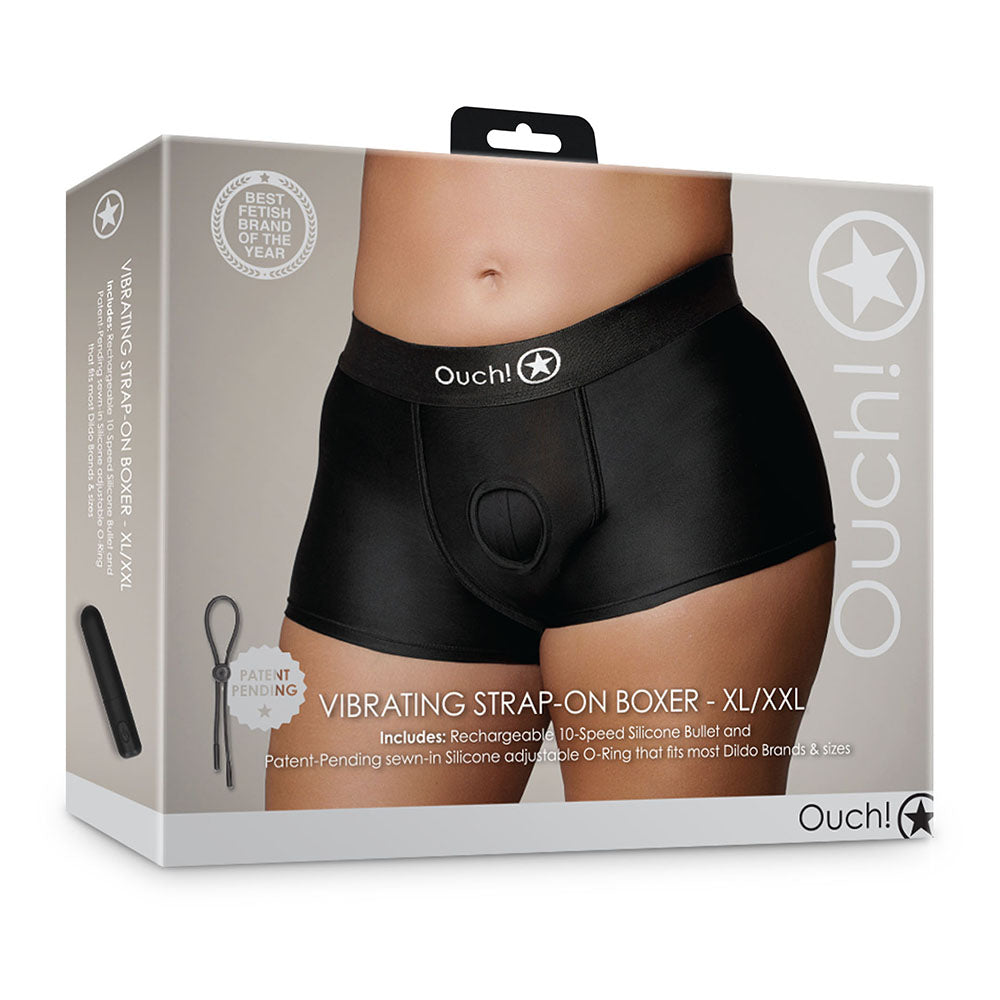 Ouch! Vibrating Strap-on Boxer Black XL/2XL - Fantasies Boutique