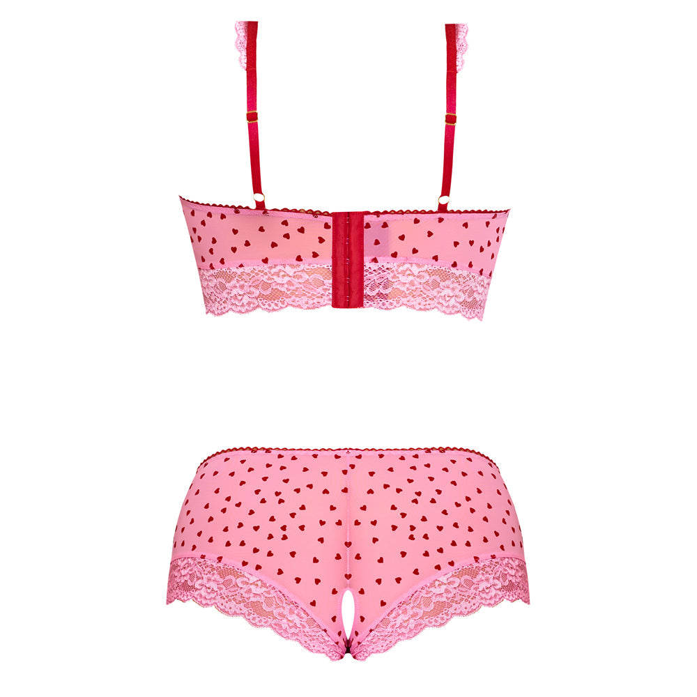 Magic Silk Tickled Pink Demi Bra & Split-Crotch Short Pink L/XL - Fantasies Boutique