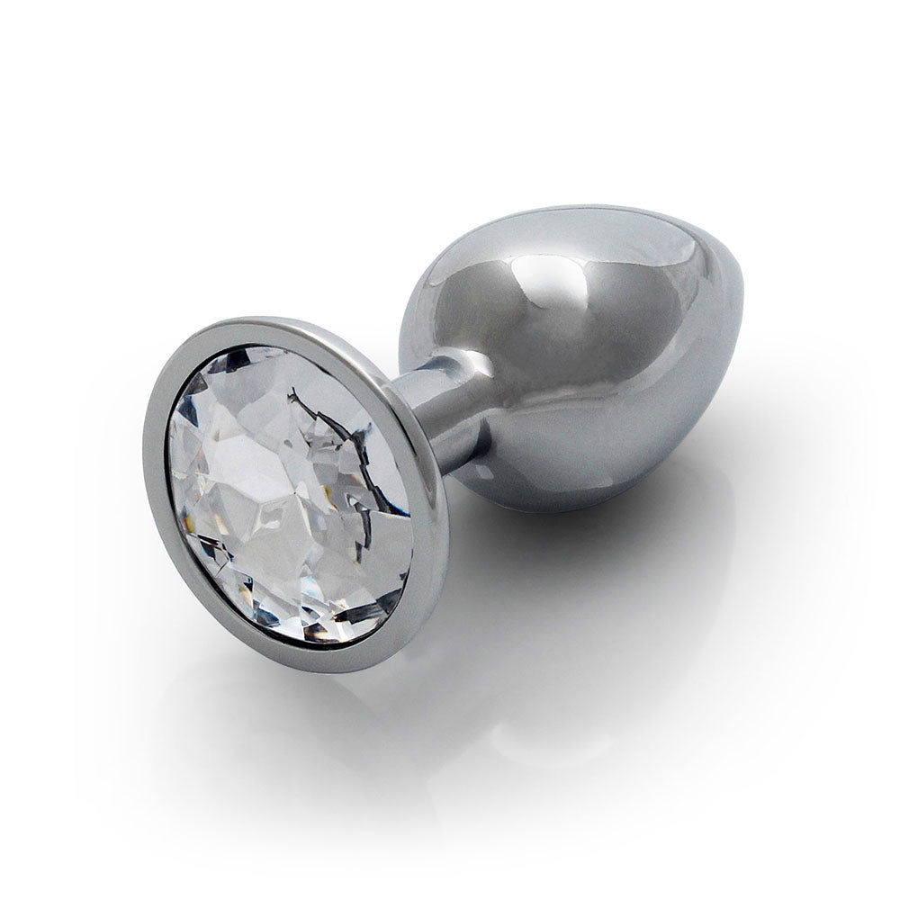 Ouch! Round Gem Butt Plug Small Silver/Diamond - Fantasies Boutique
