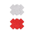 Pretty Pasties Glitter Cross Red/Silver 2 Pair