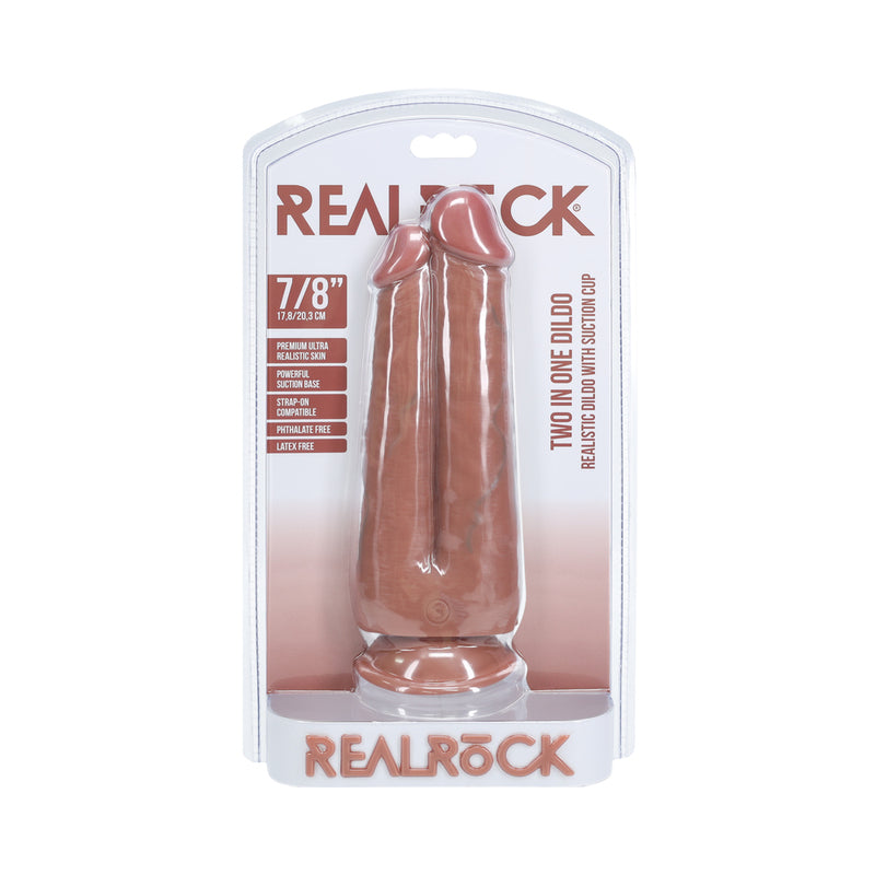 RealRock Two in One 7 in. / 8 in. Dildo Tan - Fantasies Boutique