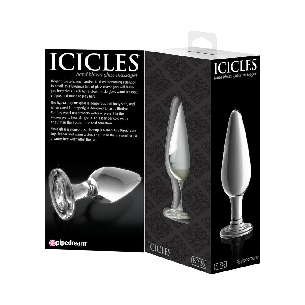 Icicles No. 26 Glass Anal Plug 4.5 in. Clear