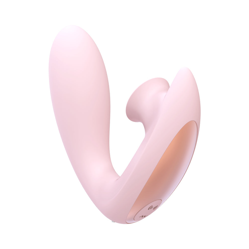 Shots Irresistible Desirable Rechargeable Silicone Soft Pressure Air Wave Dual Stimulator Pink - Fantasies Boutique