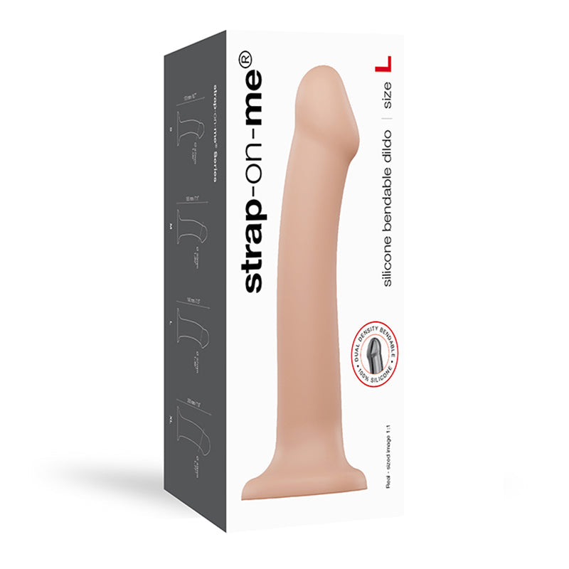 Strap-On-Me Bendable Dual-Density Silicone Suction Cup Dildo Vanilla L - Fantasies Boutique