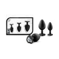 Blush Luxe 3-Piece Bling Plug Training Kit with White Gem Base Black - Fantasies Boutique
