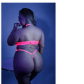 Fantasy Lingerie Glow All Nighter Harnessed Mesh Bodysuit Neon Pink Queen Size - Fantasies Boutique