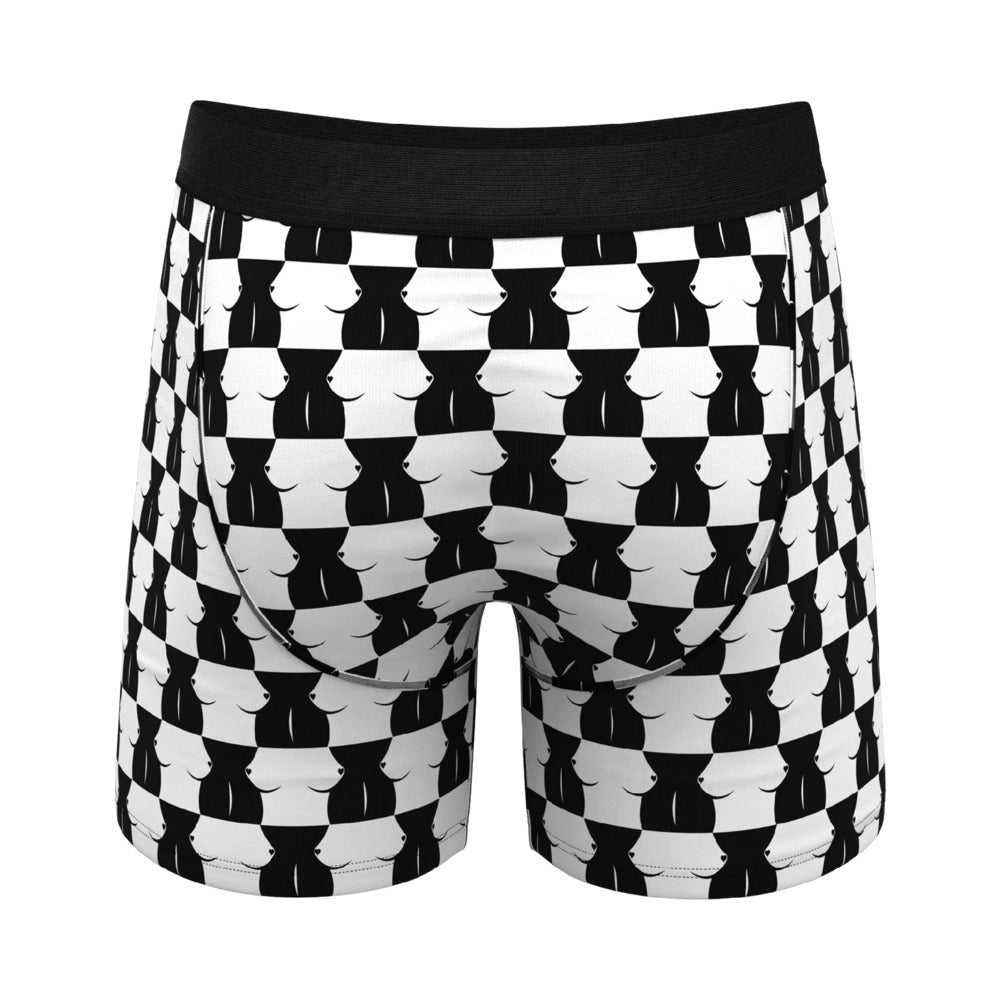 Shinesty The Chest Mate Checkered Ball Hammock Pouch Underwear with Fly 2XL