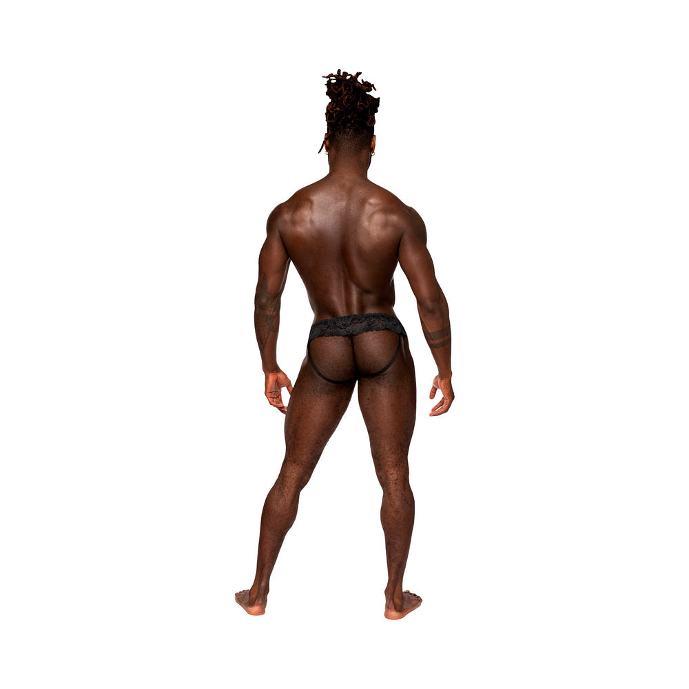 Male Power Sassy Lace Skirt Jock Black S/M - Fantasies Boutique