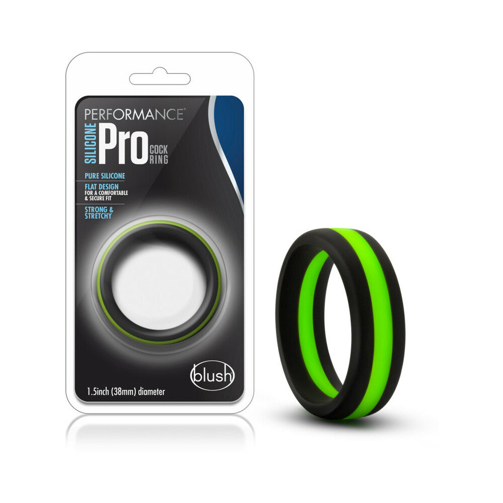 Blush Performance Silicone Go Pro Cock Ring Black/Green/Black - Fantasies Boutique