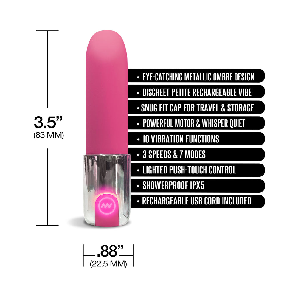 Nixie Smooch Rechargeable Lipstick Bullet Vibrator Pink Ombre - Fantasies Boutique