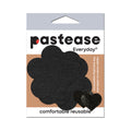 Pastease Everyday Reusable Pasties Onyx Flat Black Vegan Suede Flower Nipple Covers
