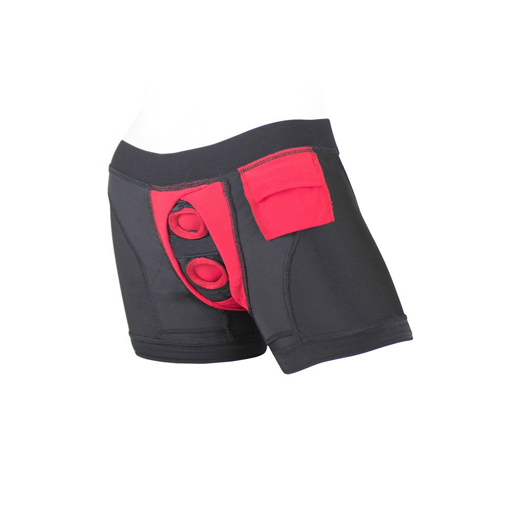 SpareParts Tomboii Nylon Boxer Briefs Harness Black/Red Size 5XL - Fantasies Boutique