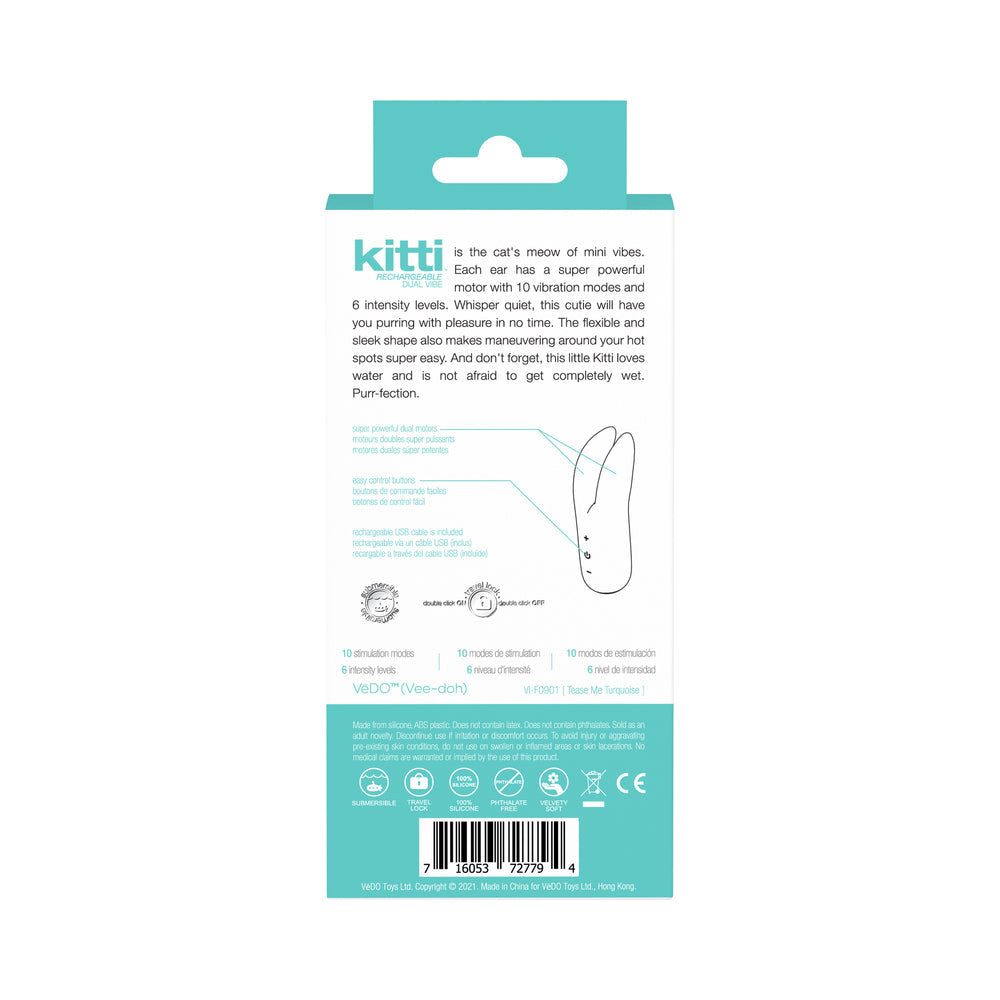 Vedo Kitti Rechargeable Dual Vibe Tease Me Turquoise