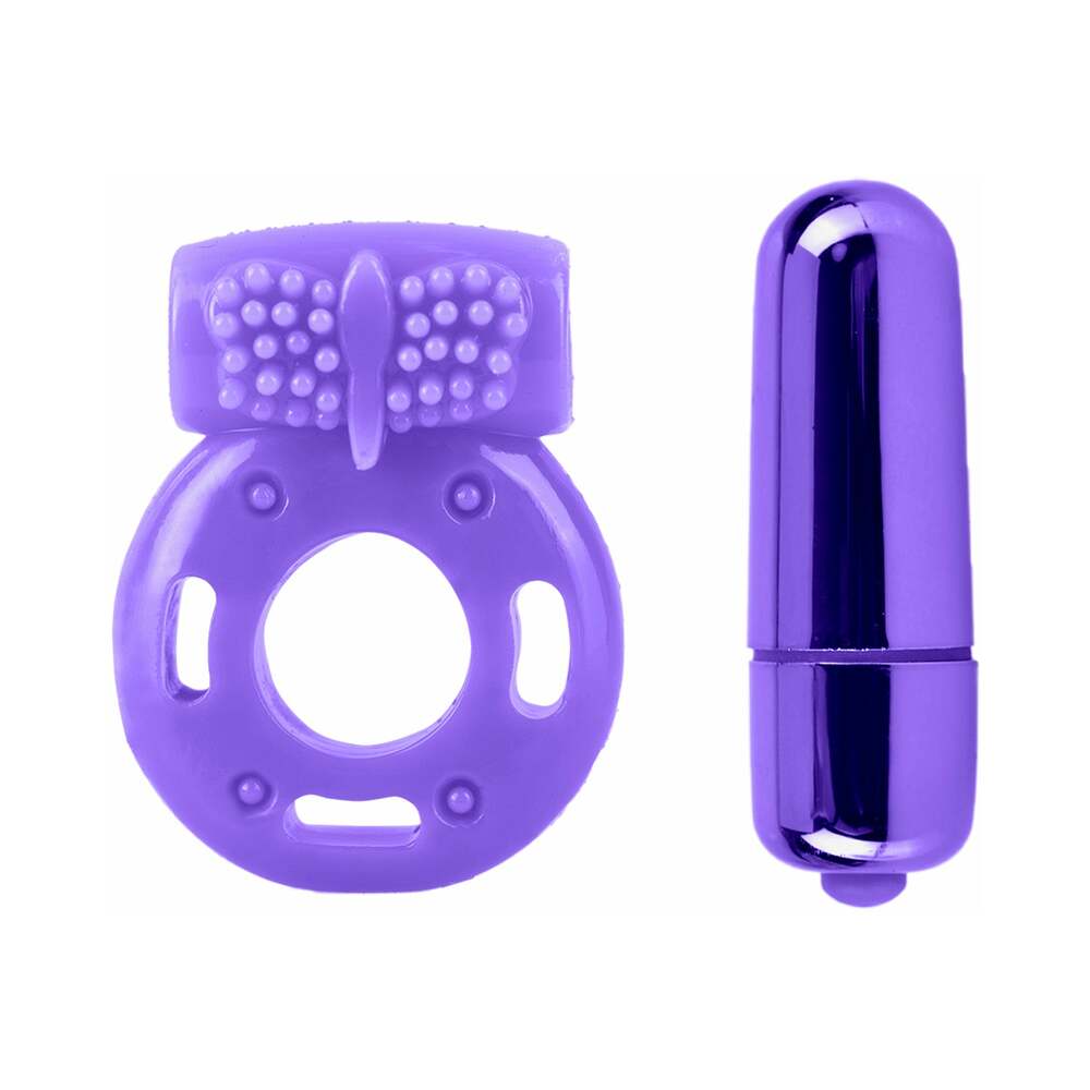 Neon 3-Piece Silicone Vibrating Couples Kit Purple - Fantasies Boutique