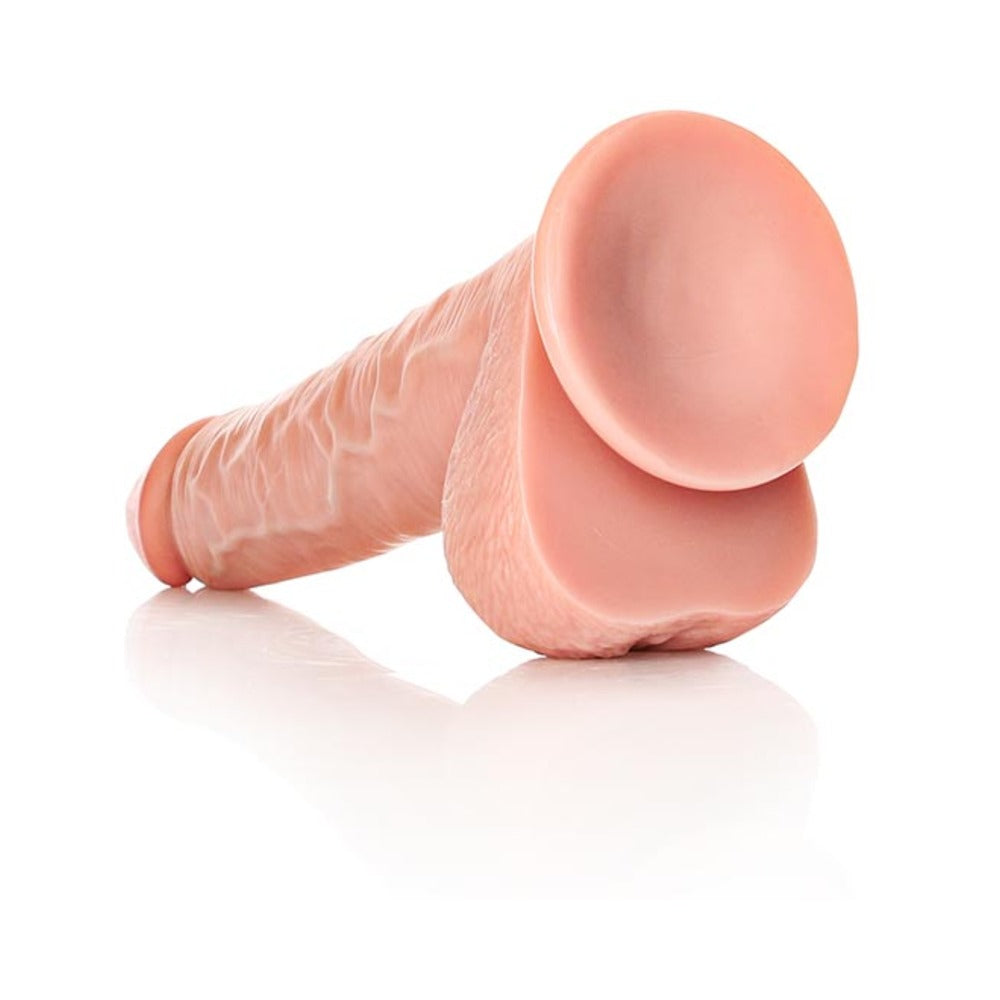 RealRock Realistic 12 in. Straight Dildo With Balls and Suction Cup Beige - Fantasies Boutique