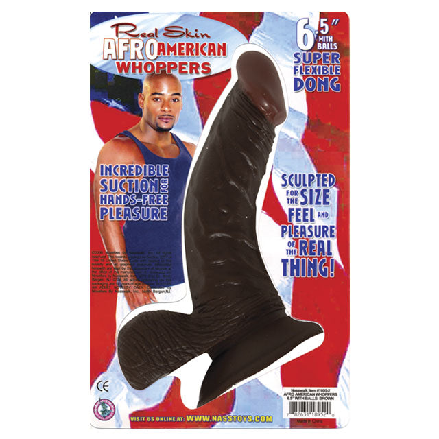 Afro American Whoppers 6.5in. Flexible Dong with Balls - Fantasies Boutique