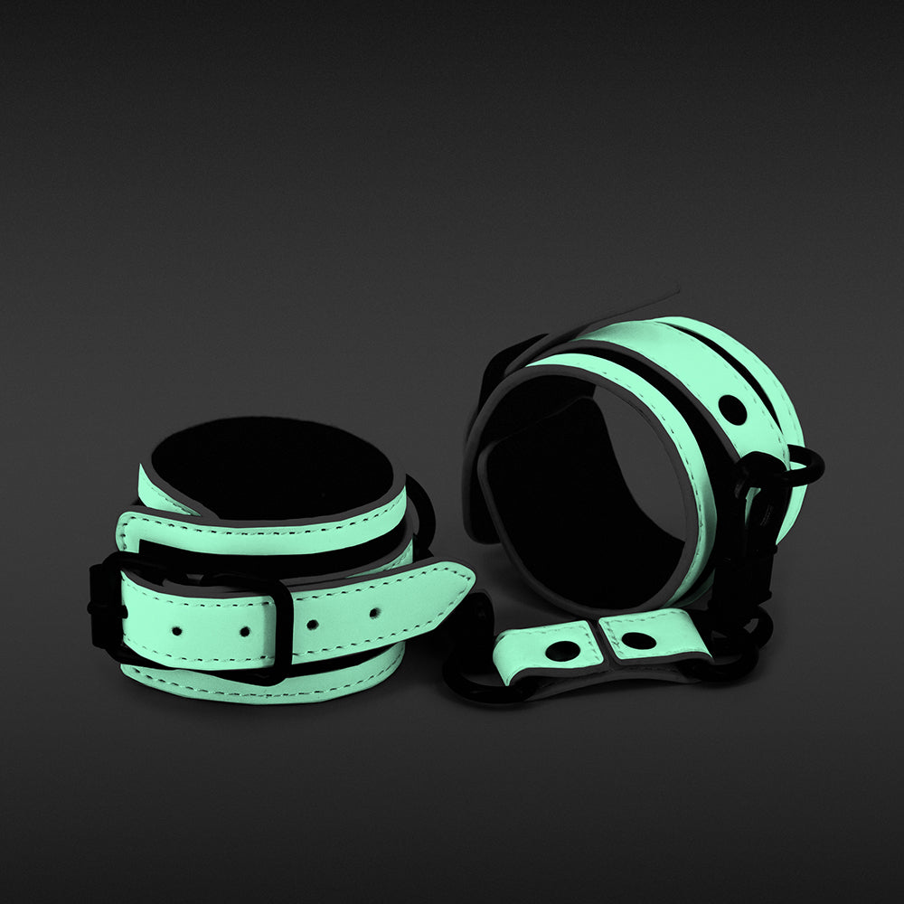 GLO Bondage Wrist Cuffs Green - Fantasies Boutique