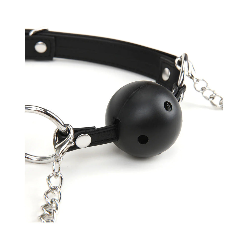 Lux Fetish Breathable Ball Gag with Adjustable Pressure Nipple Clamps - Fantasies Boutique
