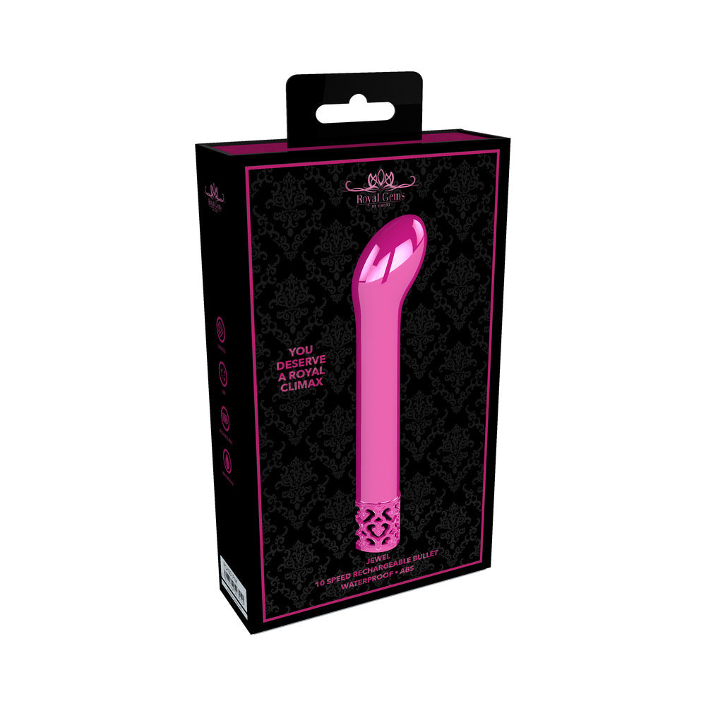 Shots Royal Gems Jewel Rechargeable Curved ABS Bullet Vibrator Pink - Fantasies Boutique