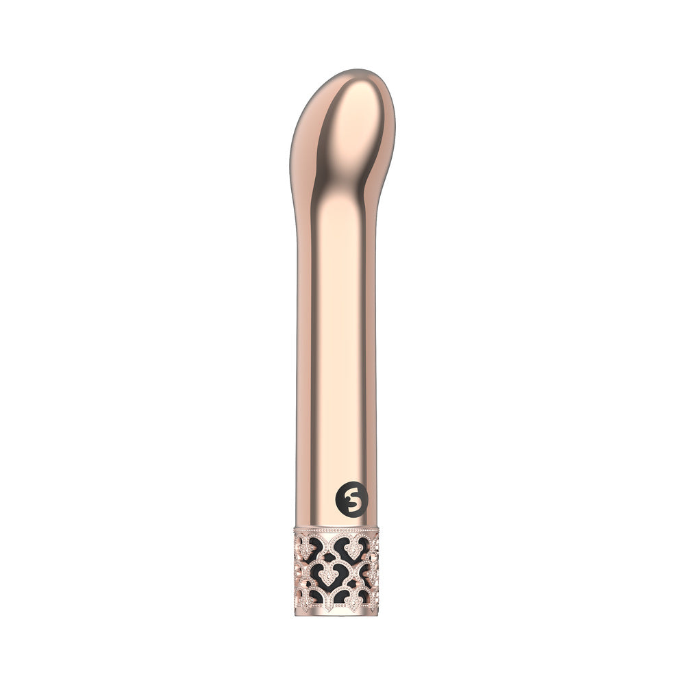Shots Royal Gems Jewel Rechargeable Curved ABS Bullet Vibrator Rose Gold - Fantasies Boutique