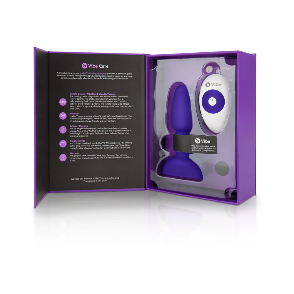 b-Vibe Rimming Petite Rotating and Vibrating Remote Control Plug Purple - Fantasies Boutique