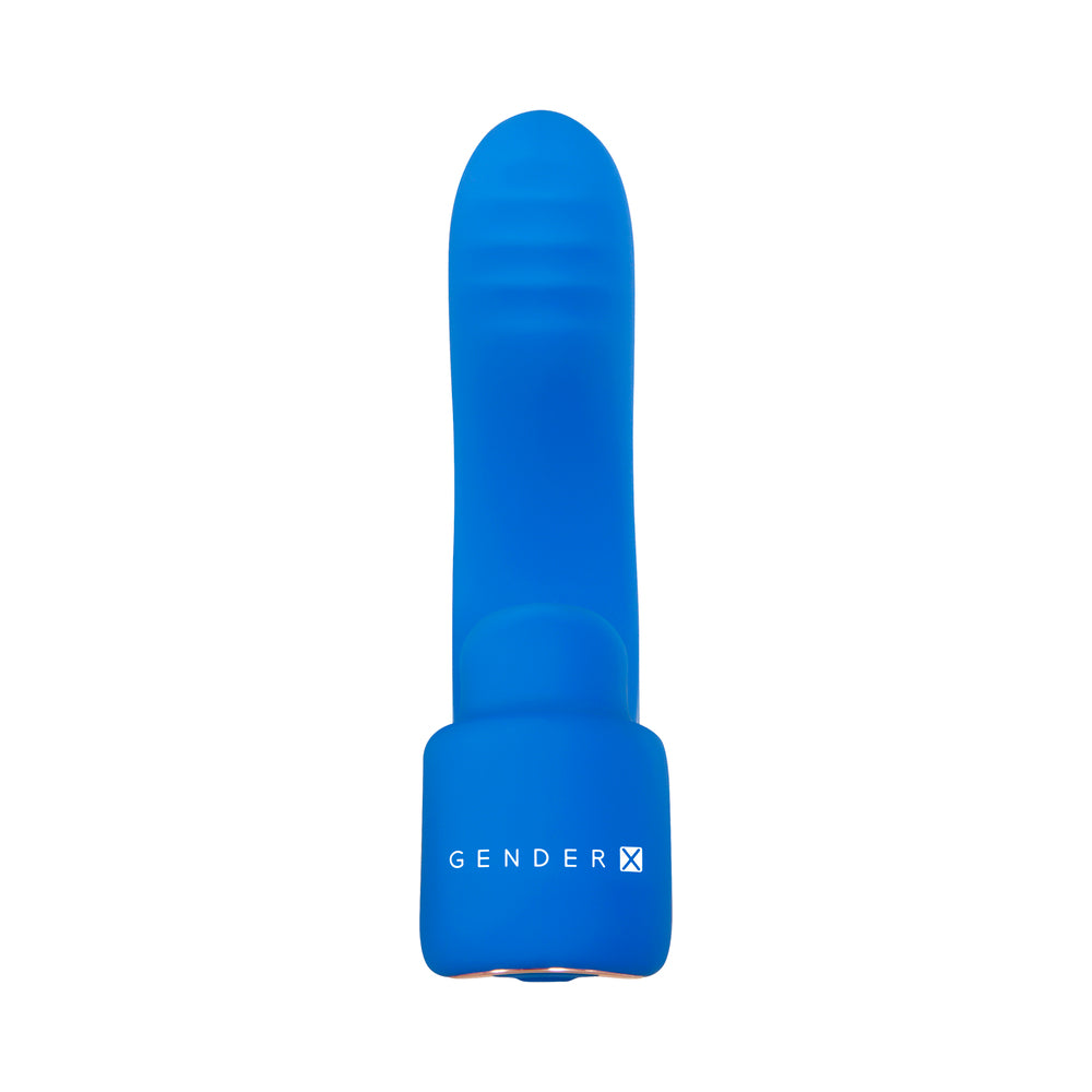 Gender X Flick It Rechargeable Flicking Dual Stimulation Silicone Finger Vibrator Blue - Fantasies Boutique