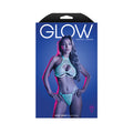 Fantasy Lingerie Glow In My Sight Wide Net Mesh Cut-Out Bra & Strappy Panty with Rhinestone Clasp L/XL