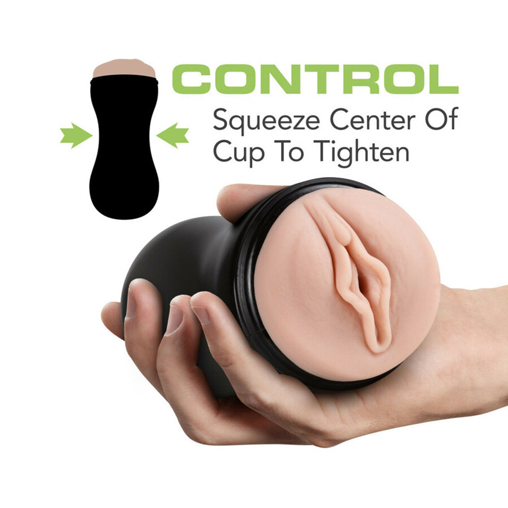 M for Men Soft + Wet Pussy with Pleasure Ridges Self-Lubricating Vagina Stroker Beige - Fantasies Boutique