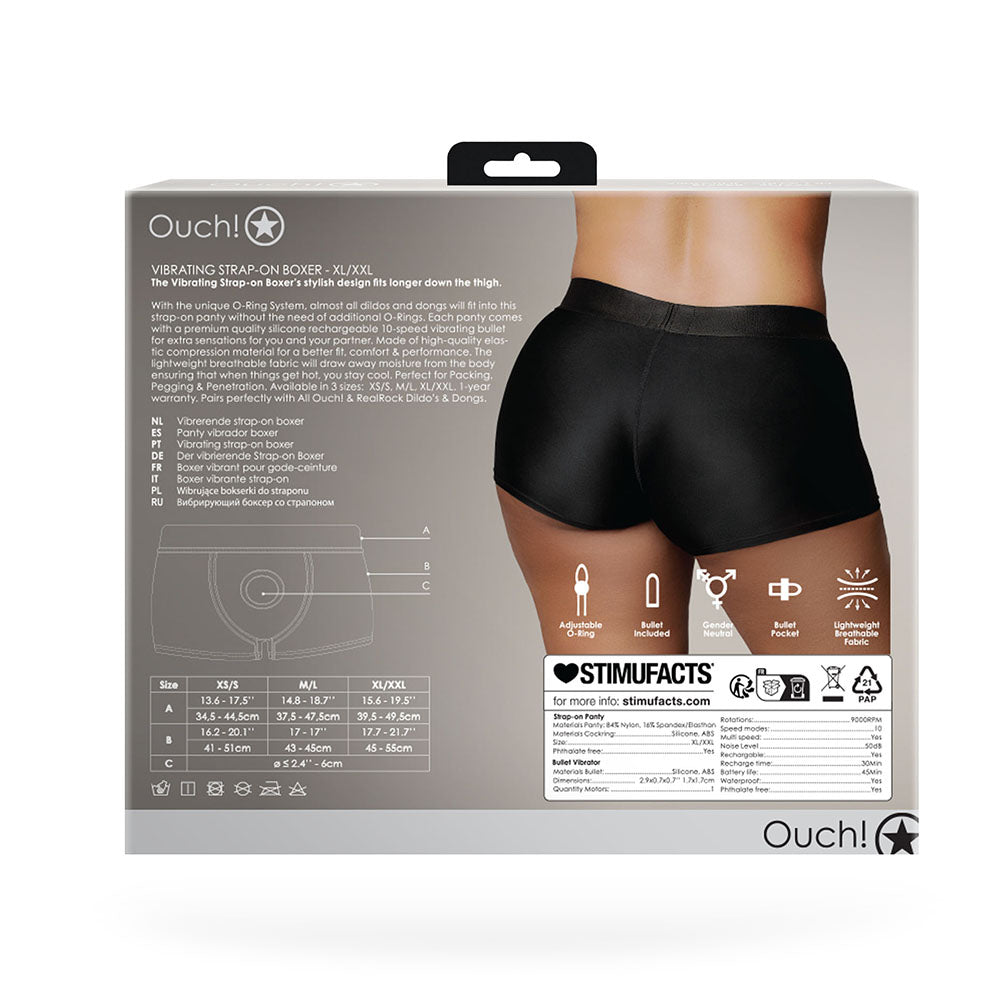 Ouch! Vibrating Strap-on Boxer Black XL/2XL - Fantasies Boutique