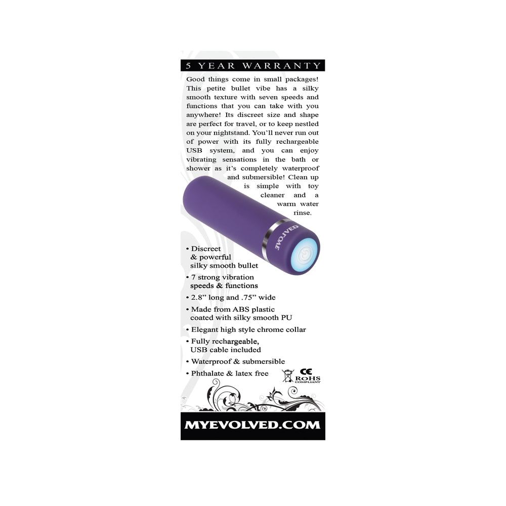 Evolved Purple Passion Rechargeable Petite Bullet Vibrator - Fantasies Boutique