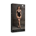 Le Desir Shade Metis XVI Bodysuit with Garters & Crossed Neckline Black O/S