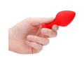 Ouch! Flexible Silicone Diamond Heart Butt Plug Red Large - Fantasies Boutique