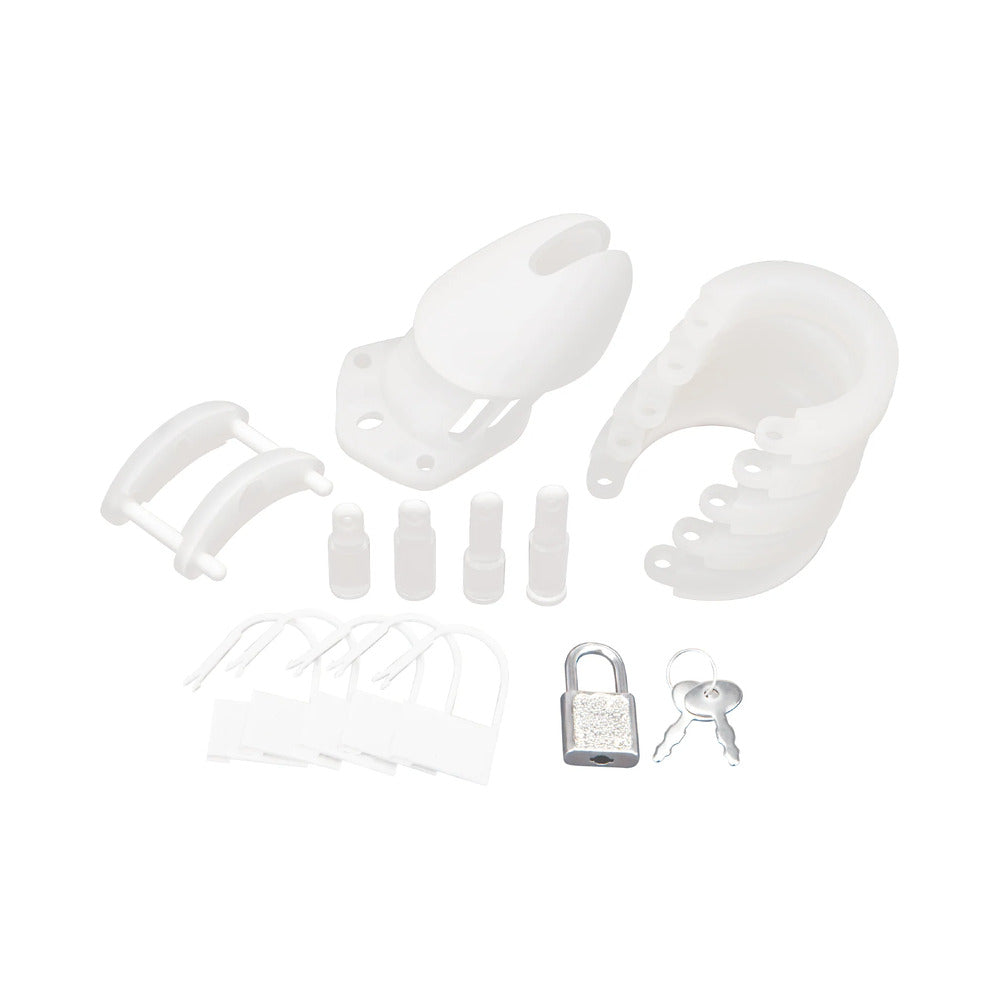 Blue Line Silicone Chastity Cock Cage White - Fantasies Boutique