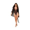 Dreamgirl Mesh Robe & Strappy Back Teddy With Lace Trim Black XL Hanging - Fantasies Boutique