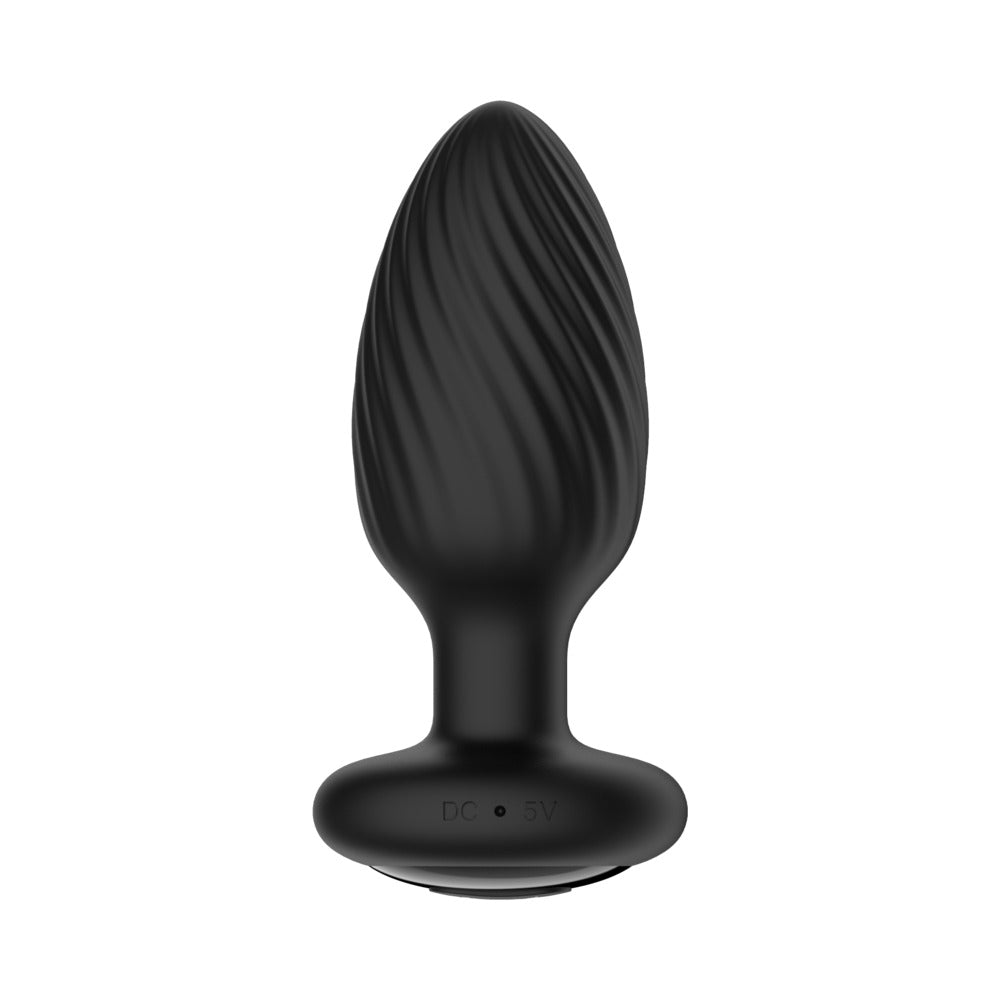 Nexus Tornado Medium Rotating and Vibrating Butt Plug with Remote Control Black - Fantasies Boutique