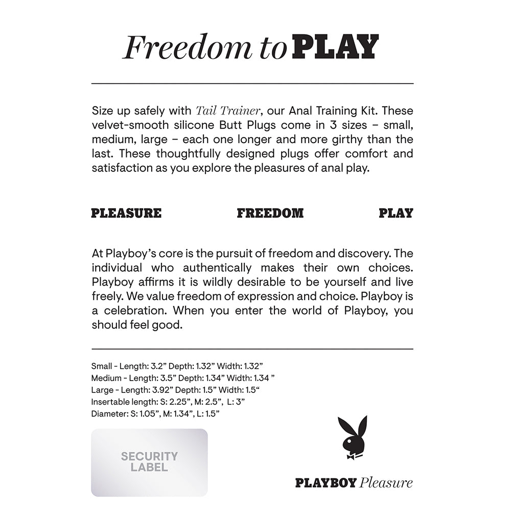 Playboy Tail Trainer 3-Piece Silicone Anal Plug Training Kit Navy - Fantasies Boutique