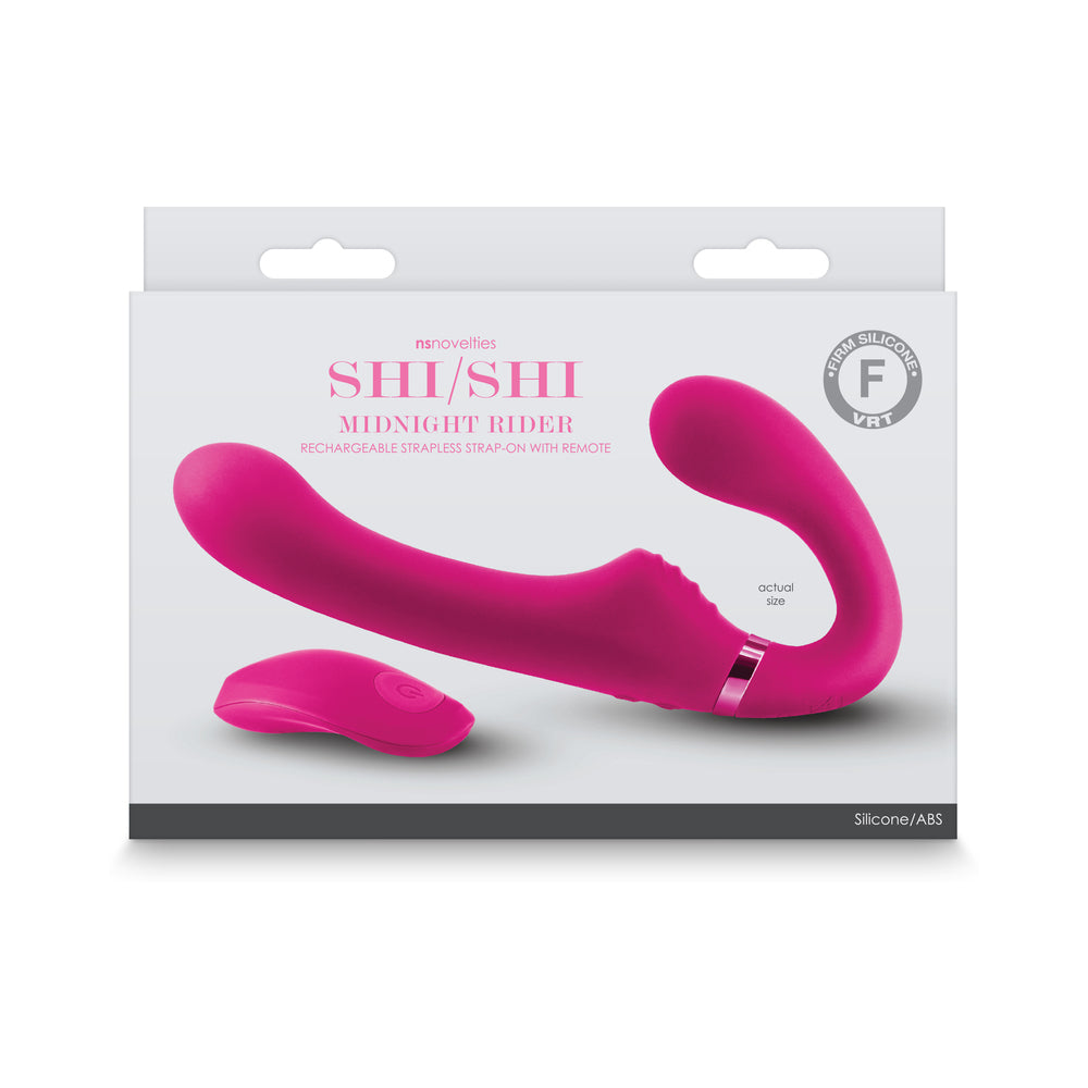 ShiShi Midnight Rider Vibrating Strapless Strap-On Pink - Fantasies Boutique