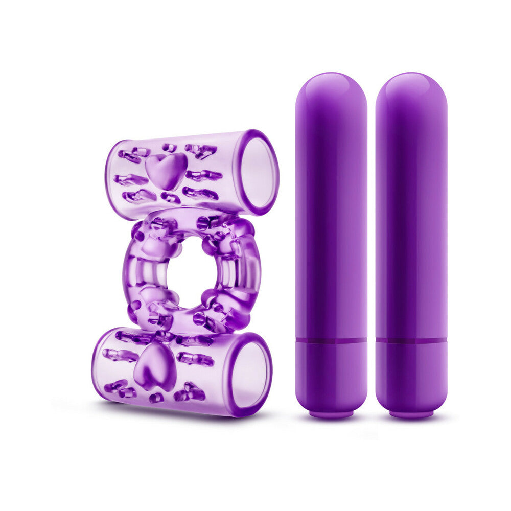 Play with Me Double Play Dual Vibrating Cockring Purple - Fantasies Boutique