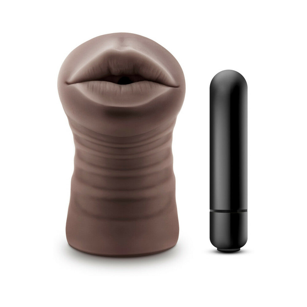 Hot Chocolate Heather Oral Stroker with Bullet Vibrator Brown - Fantasies Boutique