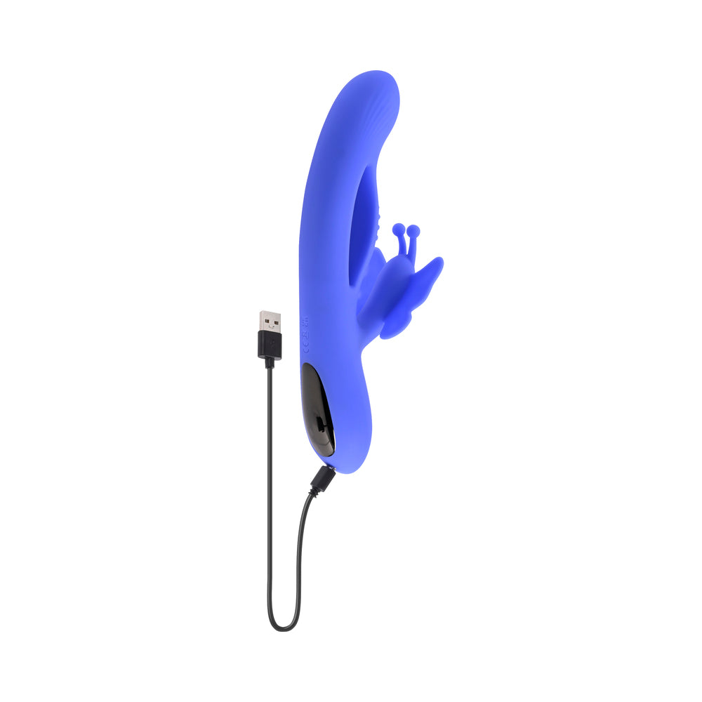 Evolved Butterfly Dreams Rechargeable Dual Stim Vibe Silicone Blue - Fantasies Boutique