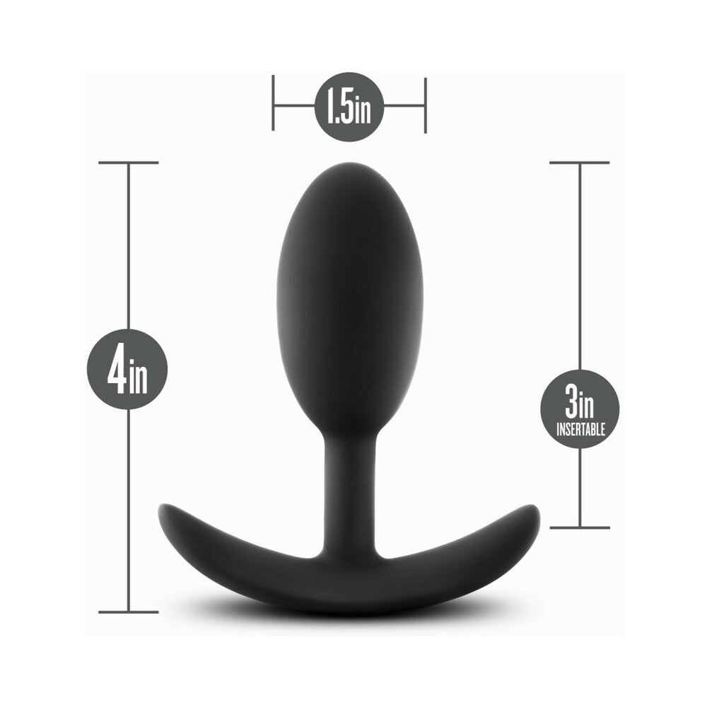 Blush Anal Adventures Platinum Silicone Weighted Vibra Slim Plug Medium Black - Fantasies Boutique
