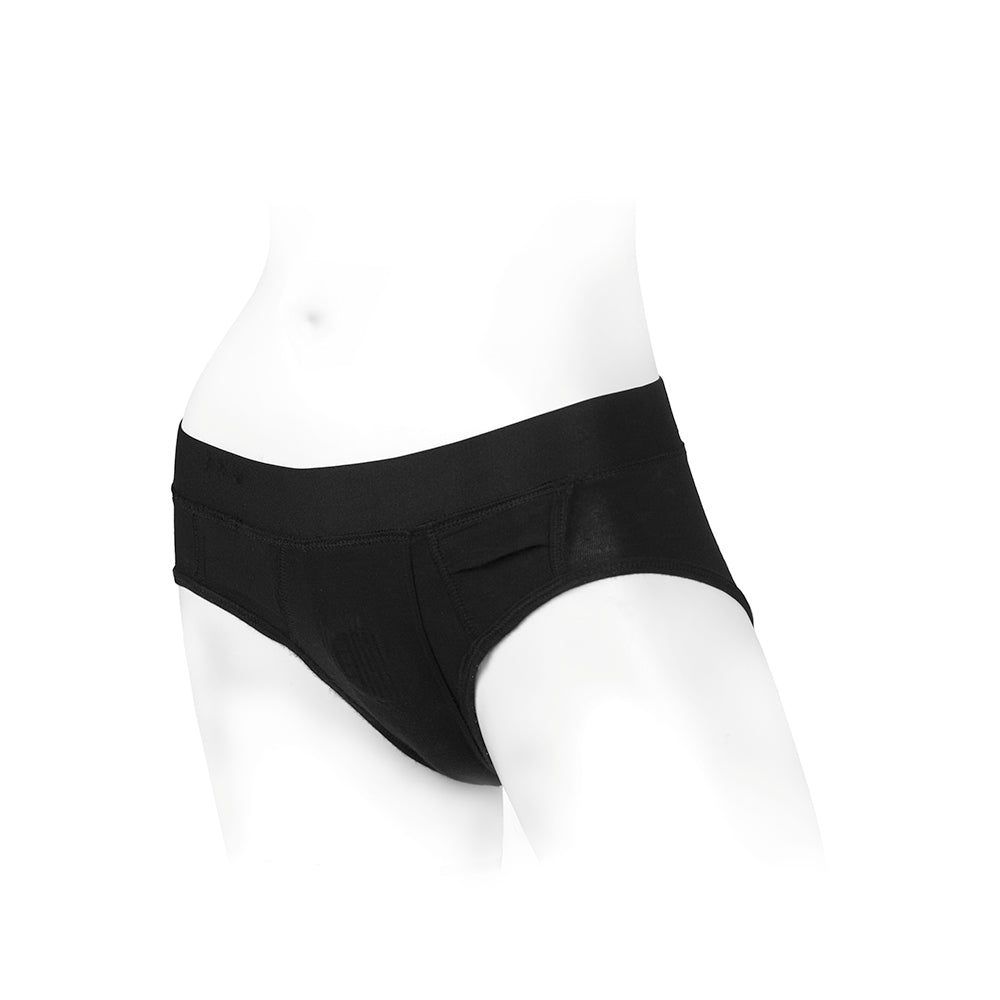 SpareParts Tomboi Rayon Briefs Harness Black Size S - Fantasies Boutique