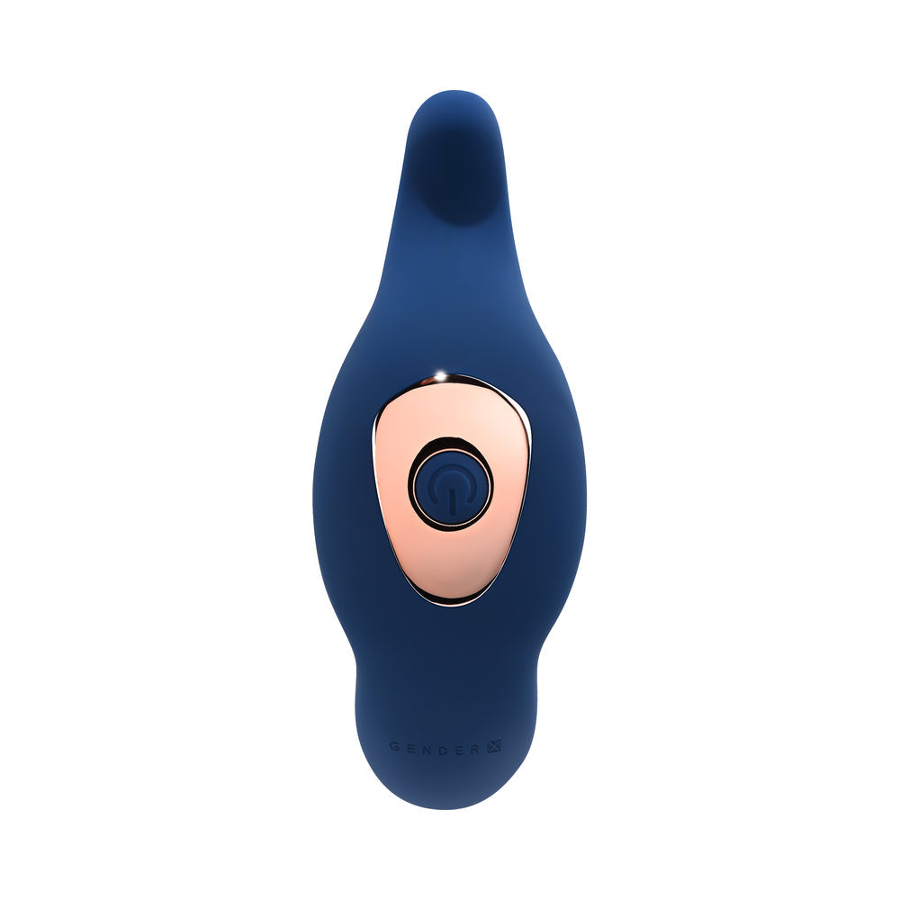 Gender X True Blue Rechargeable Thrusting Silicone Vibrator Blue - Fantasies Boutique