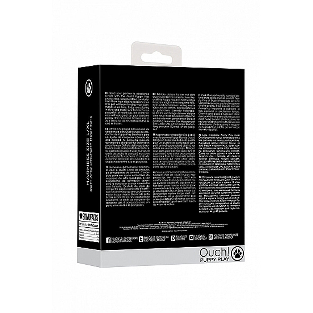 Ouch! Puppy Play Neoprene Harness Black L/XL - Fantasies Boutique