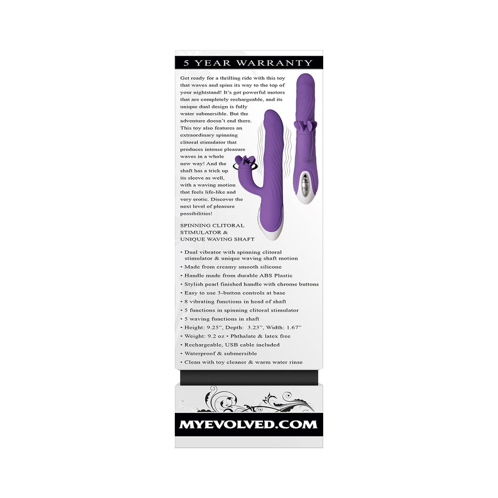 Evolved Tilt-O-Whirl Dual Stimulation Vibrator With Spinning Clit Stimulator Purple - Fantasies Boutique