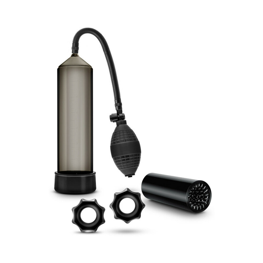 Quickie Kit Thick Cock Pump, Stroker & 2-Piece Cockring Set Black - Fantasies Boutique